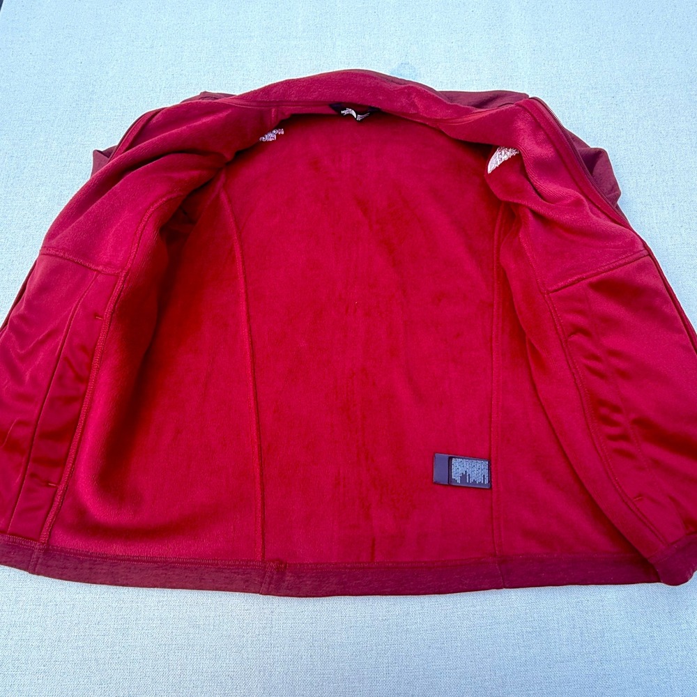 The North Face Mens Red Heather Full Zip Fleece Jacket Size S Small Mock Neck - Picture 6 of 8